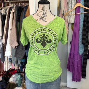 Women’s Green Affliction Tee Size Large